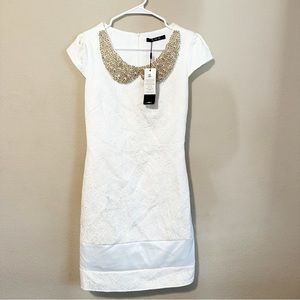 NWT A.M.N Madness National White Embellished Dress